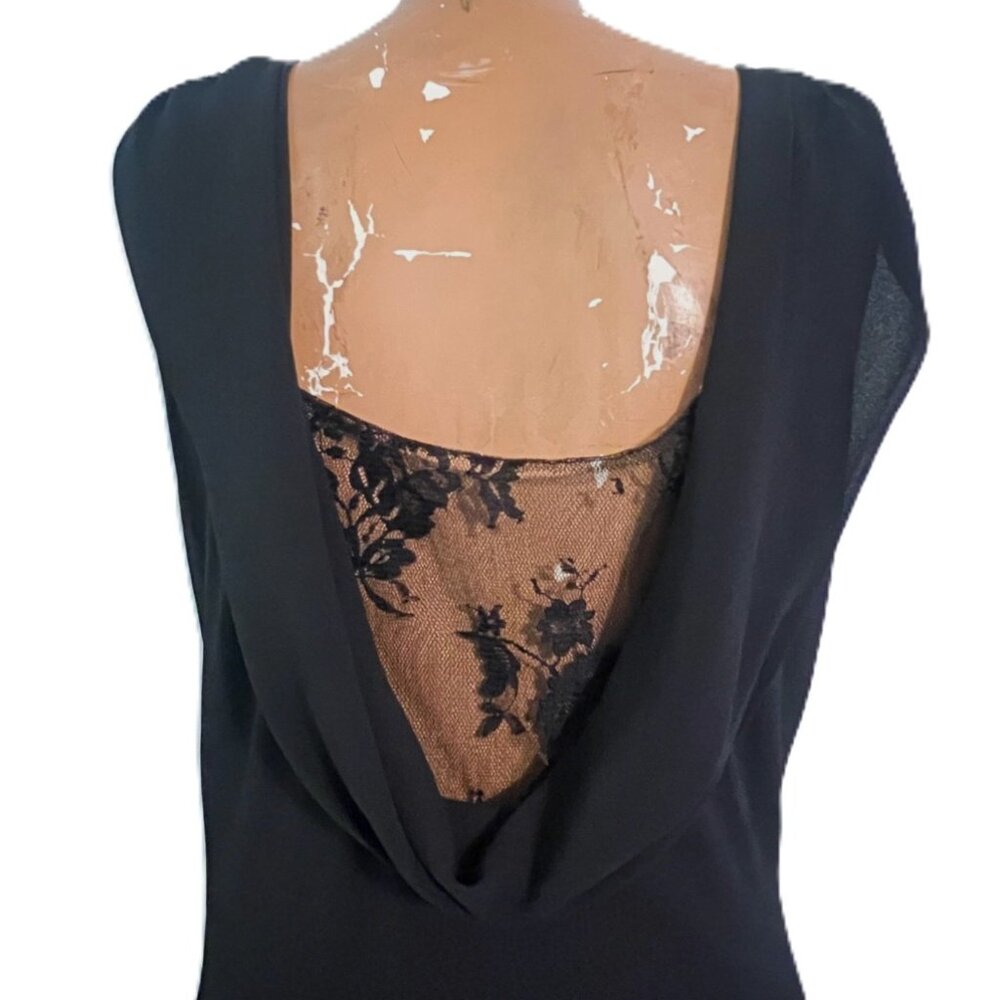 Unique Vintage Flapper Style Dress 2X Black Beaded Sleeveless Lace Sequins Jewel - Picture 9 of 14
